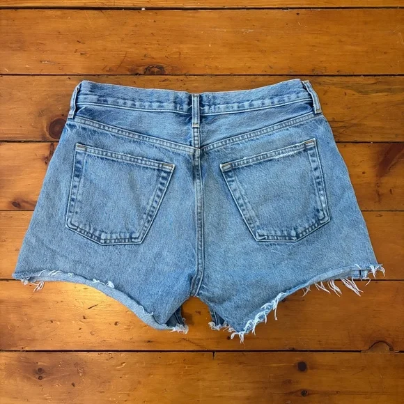 Agolde Vintage Light Wash High-Rise Denim Cutoff Shorts - Picture 2 of 3